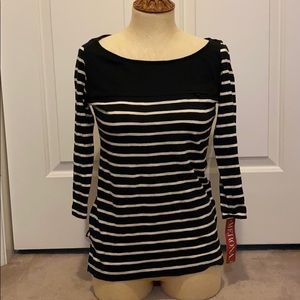 Striped Three Quarter Sleeve Top